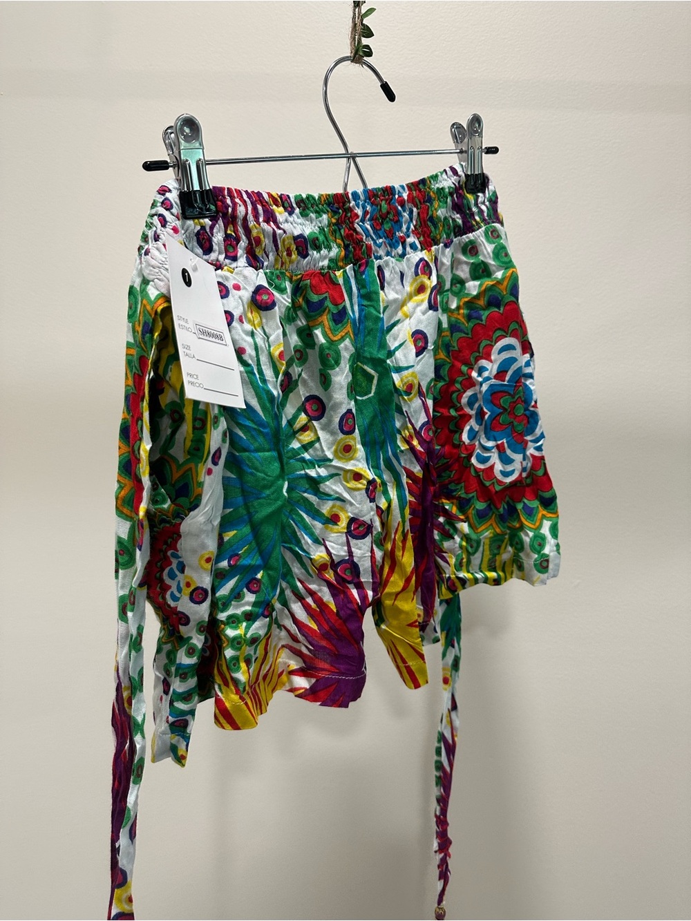 High-Waist Multicolor Floral Tie-Detail Shorts